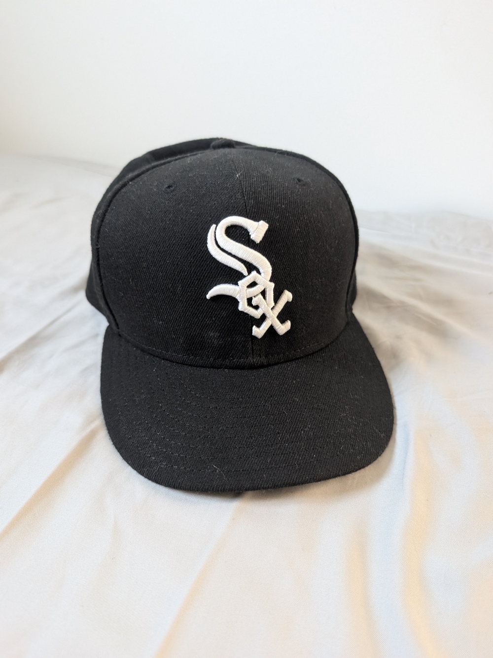 Black Baseball Snapback Cap with White 'Sox' Embroidered Logo